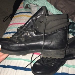 Boots! Worn for hiking.